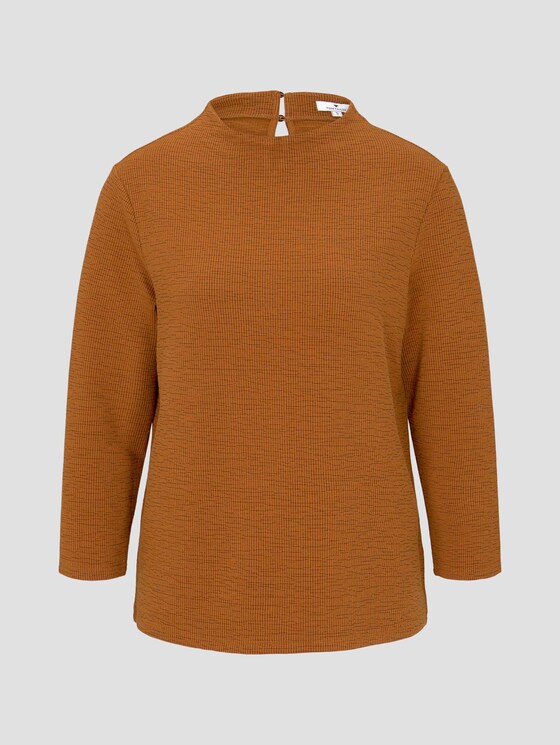 Strukturiertes Stehkragen Shirt - Frauen - tawny brown Strukturiertes Stehkragen Shirt - Frauen - tawny brown - 7 - TOM TAILOR