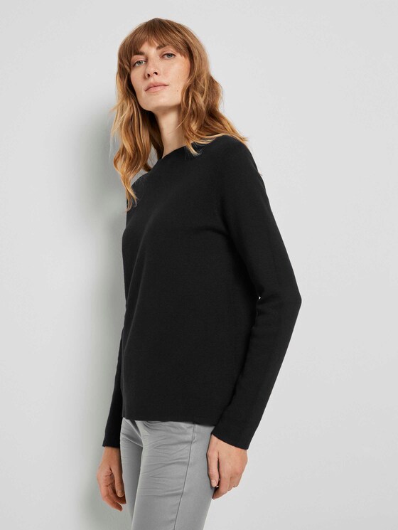 Basic Pullover mit Stehkragen - Frauen - Deep Black Basic Pullover mit Stehkragen - Frauen - Deep Black - 1 - TOM TAILOR