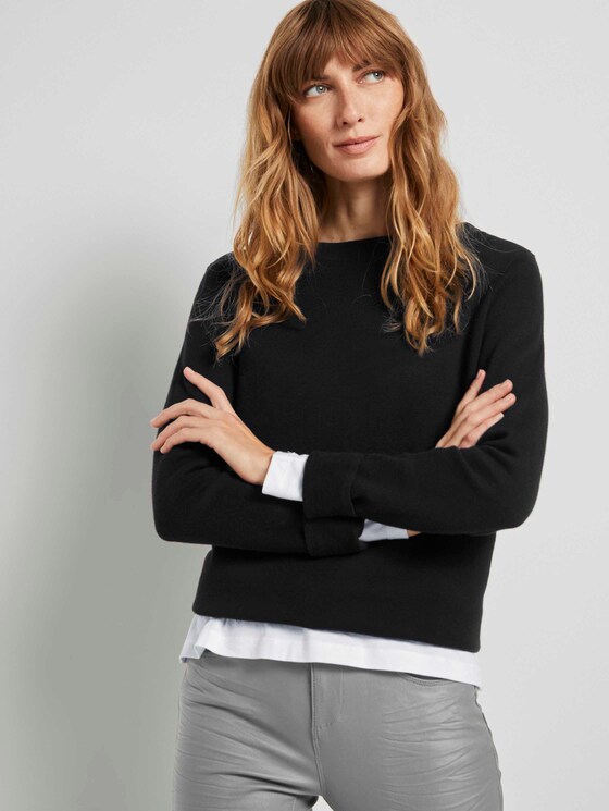 Basic Pullover mit Stehkragen - Frauen - Deep Black Basic Pullover mit Stehkragen - Frauen - Deep Black - 5 - TOM TAILOR