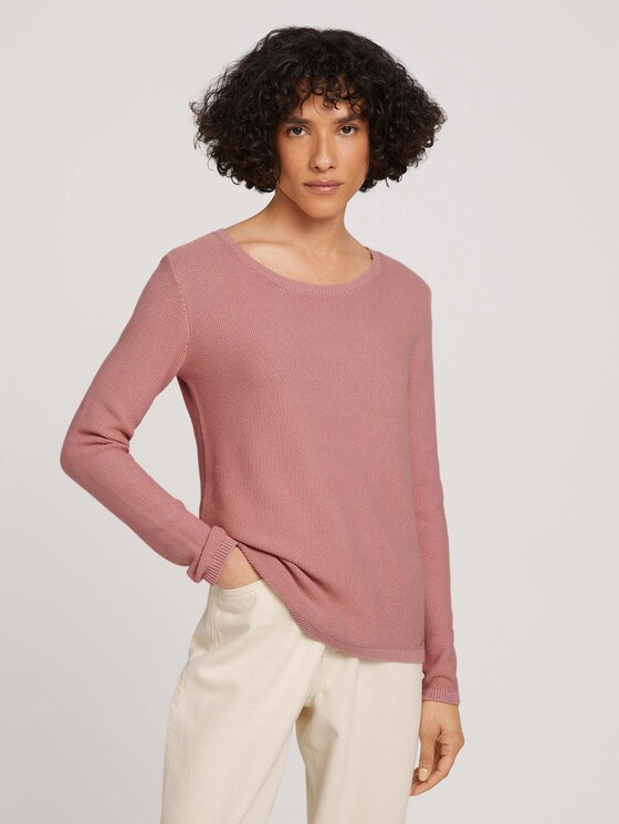 Basic Pullover mit Struktur - Frauen - blush rose Basic Pullover mit Struktur - Frauen - blush rose - 1 - TOM TAILOR