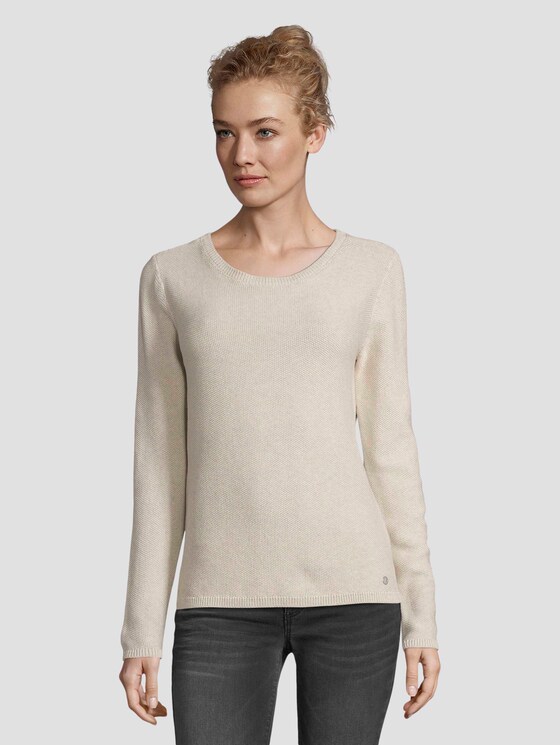 Basic Pullover mit Struktur - Frauen - desert sand melange Basic Pullover mit Struktur - Frauen - desert sand melange - 1 - TOM TAILOR