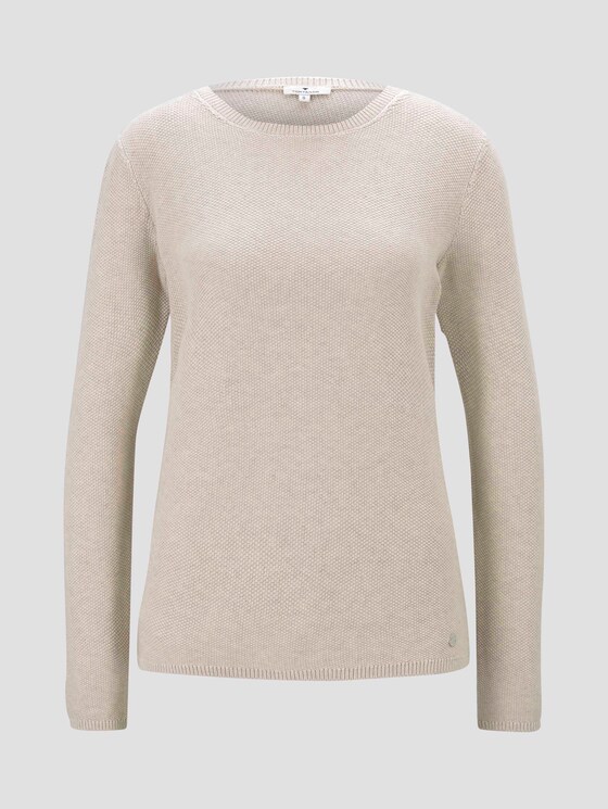 Basic Pullover mit Struktur - Frauen - desert sand melange Basic Pullover mit Struktur - Frauen - desert sand melange - 7 - TOM TAILOR
