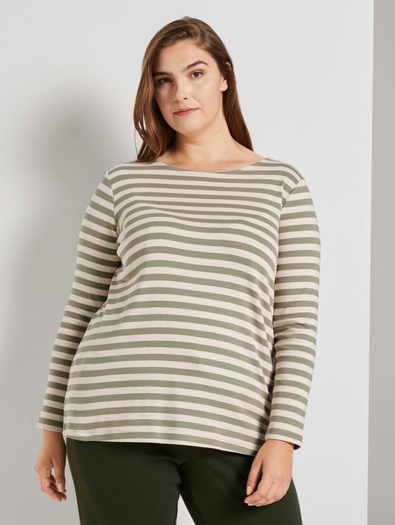 Gestreiftes Langarmshirt - Frauen - green sand stripe Gestreiftes Langarmshirt - Frauen - green sand stripe - 1 - My True Me