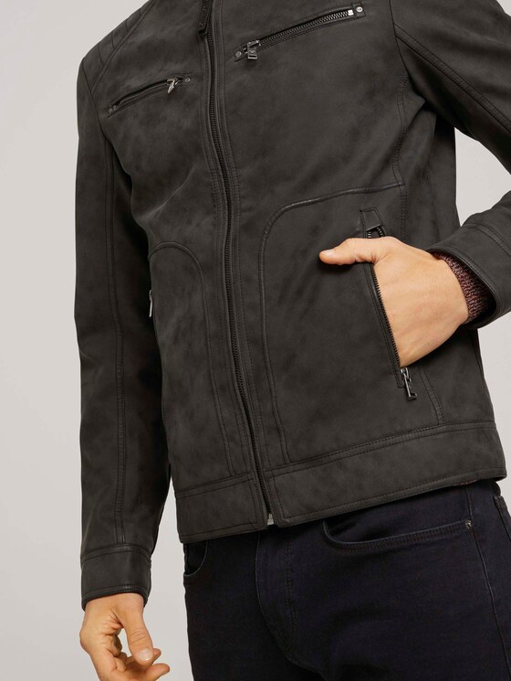 Bikerjacke aus Velours - Männer - Black Bikerjacke aus Velours - Männer - Black - 10 - TOM TAILOR