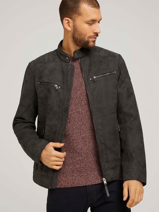 Bikerjacke aus Velours - Männer - Black Bikerjacke aus Velours - Männer - Black - 5 - TOM TAILOR