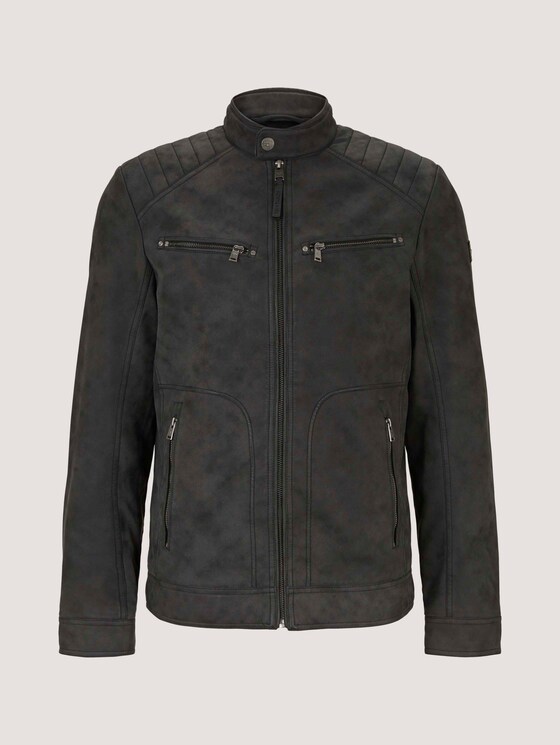Bikerjacke aus Velours - Männer - Black Bikerjacke aus Velours - Männer - Black - 7 - TOM TAILOR