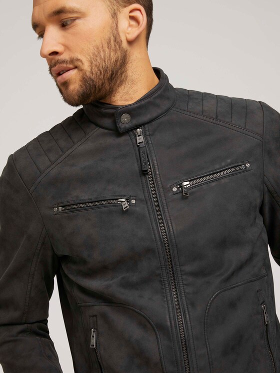 Bikerjacke aus Velours - Männer - Black Bikerjacke aus Velours - Männer - Black - 9 - TOM TAILOR