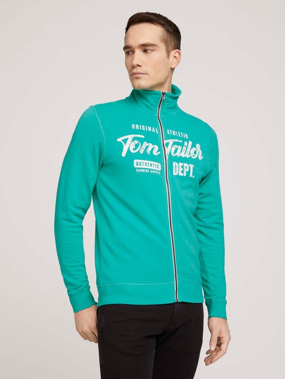 Sweatjacke mit Print - Männer - dusty aqua Sweatjacke mit Print - Männer - dusty aqua - 1 - TOM TAILOR