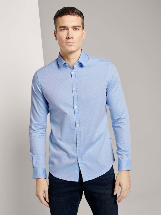 Fein gemustertes Hemd - Männer - light blue white structure Fein gemustertes Hemd - Männer - light blue white structure - 1 - TOM TAILOR