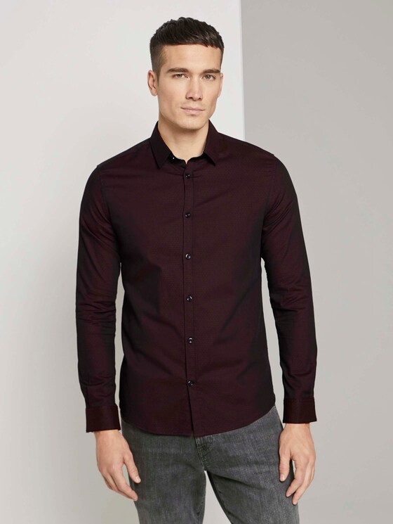 Fein gemustertes Hemd - Männer - burgundy black structure Fein gemustertes Hemd - Männer - burgundy black structure - 1 - TOM TAILOR