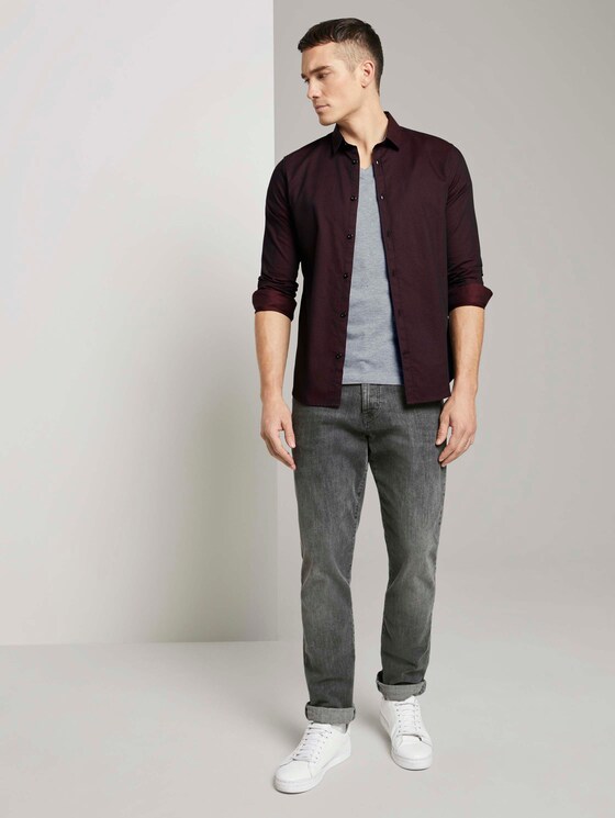 Fein gemustertes Hemd - Männer - burgundy black structure Fein gemustertes Hemd - Männer - burgundy black structure - 3 - TOM TAILOR