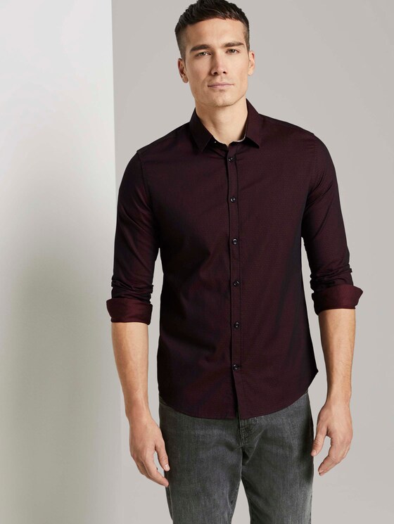 Fein gemustertes Hemd - Männer - burgundy black structure Fein gemustertes Hemd - Männer - burgundy black structure - 5 - TOM TAILOR