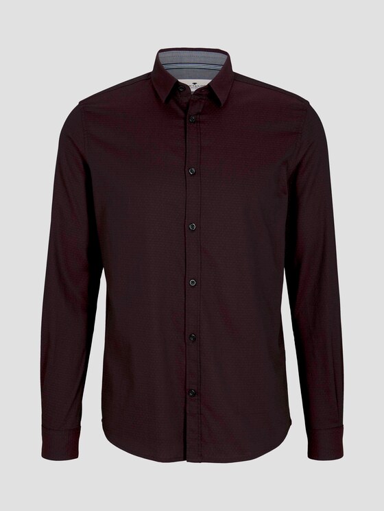 Fein gemustertes Hemd - Männer - burgundy black structure Fein gemustertes Hemd - Männer - burgundy black structure - 7 - TOM TAILOR