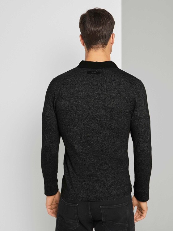 Gemustertes Langarm Poloshirt - Männer - Black Gemustertes Langarm Poloshirt - Männer - Black - 2 - TOM TAILOR