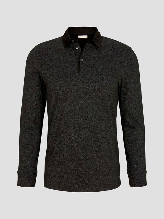 Gemustertes Langarm Poloshirt - Männer - Black Gemustertes Langarm Poloshirt - Männer - Black - 7 - TOM TAILOR