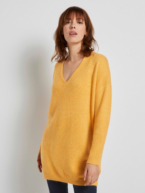 Langer Pullover mit V-Ausschnitt - Frauen - Indian Spice Yellow Langer Pullover mit V-Ausschnitt - Frauen - Indian Spice Yellow - 1 - TOM TAILOR Denim
