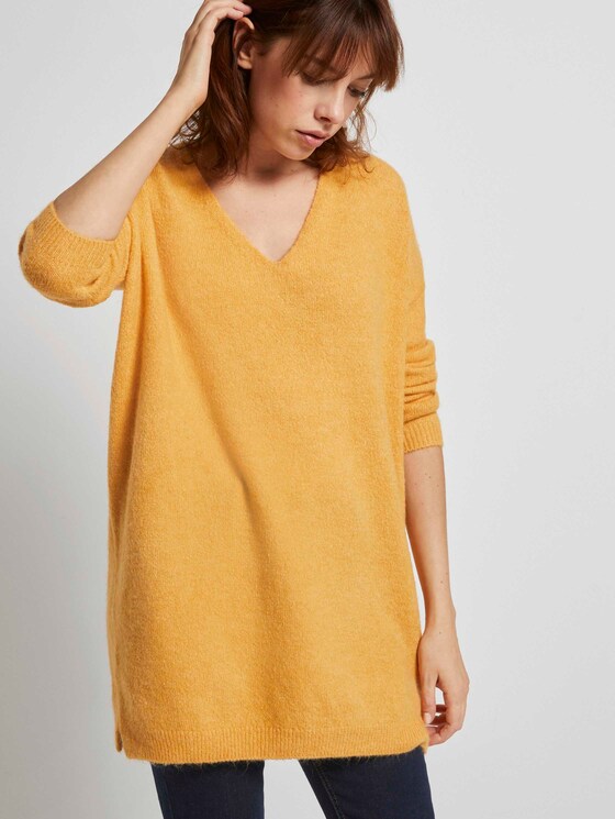 Langer Pullover mit V-Ausschnitt - Frauen - Indian Spice Yellow Langer Pullover mit V-Ausschnitt - Frauen - Indian Spice Yellow - 5 - TOM TAILOR Denim