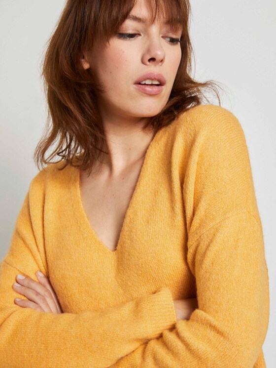 Langer Pullover mit V-Ausschnitt - Frauen - Indian Spice Yellow Langer Pullover mit V-Ausschnitt - Frauen - Indian Spice Yellow - 9 - TOM TAILOR Denim