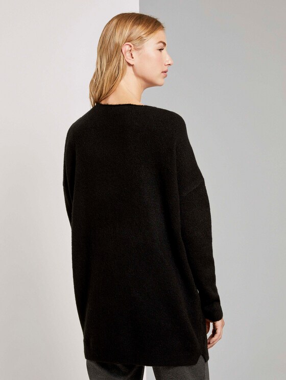 Langer Pullover mit V-Ausschnitt - Frauen - Deep Black Langer Pullover mit V-Ausschnitt - Frauen - Deep Black - 2 - TOM TAILOR Denim