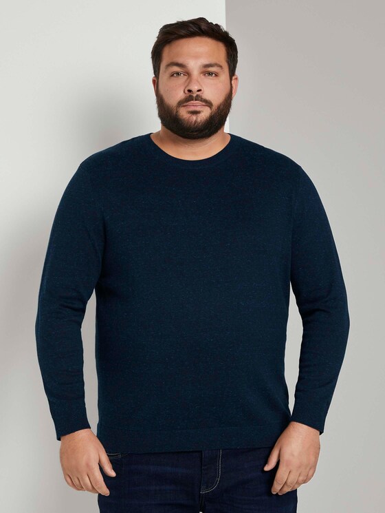 Strickpullover in Melange Optik - Männer - navy blue heather Strickpullover in Melange Optik - Männer - navy blue heather - 1 - Men Plus