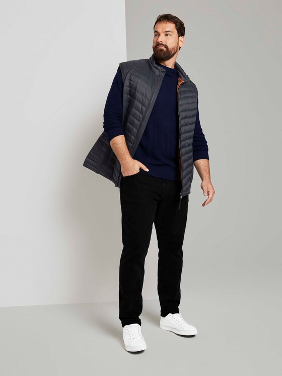 Strukturierter Pullover aus Baumwolle - Männer - Dark Blue Strukturierter Pullover aus Baumwolle - Männer - Dark Blue - 3 - Men Plus
