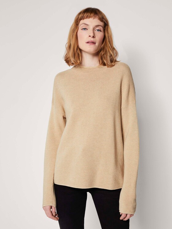 Pullover in Ottoman Struktur - Frauen - warm sand melange Pullover in Ottoman Struktur - Frauen - warm sand melange - 1 - TOM TAILOR
