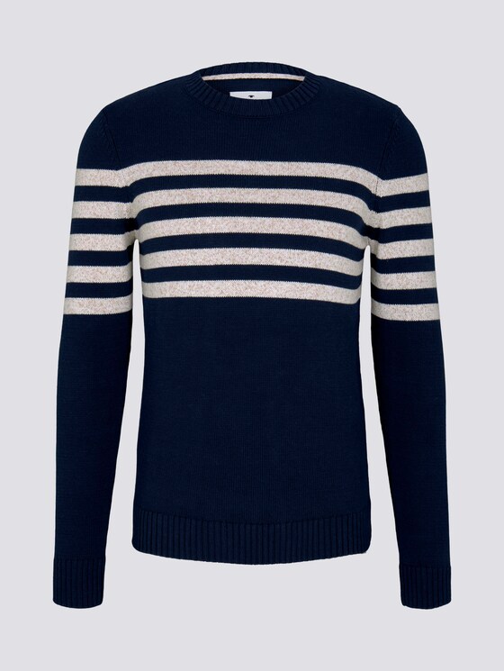 Gestreifter Strickpullover - Männer - navy white placed stripe Gestreifter Strickpullover - Männer - navy white placed stripe - 7 - TOM TAILOR