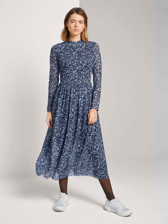 Midikleid mit Blumenmuster - Frauen - blue flower print Midikleid mit Blumenmuster - Frauen - blue flower print - 1 - TOM TAILOR Denim
