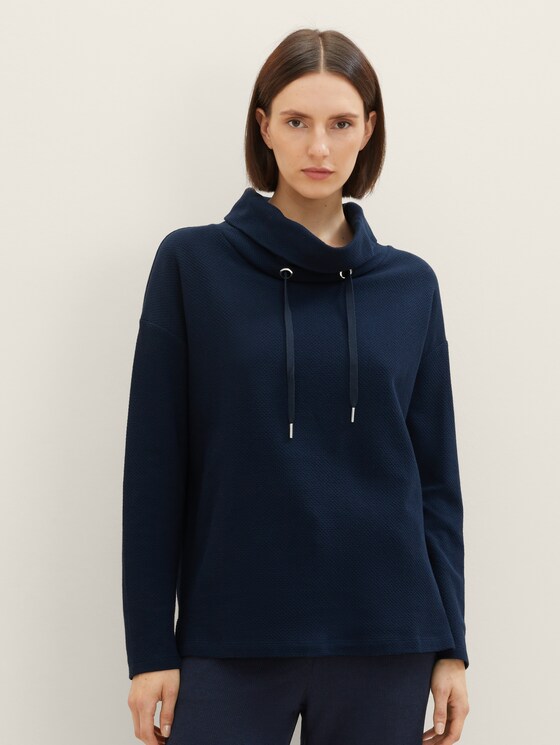 Strukturiertes Sweatshirt mit Rollkragen - Frauen - Sky Captain Blue Strukturiertes Sweatshirt mit Rollkragen - Frauen - Sky Captain Blue - 1 - TOM TAILOR