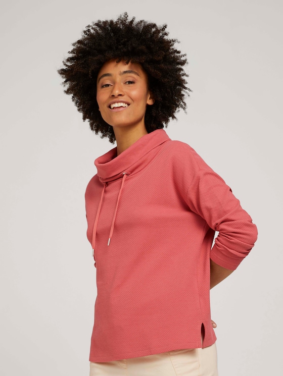 Strukturiertes Sweatshirt mit Rollkragen - Frauen - cozy pink - 5 - TOM TAILOR
