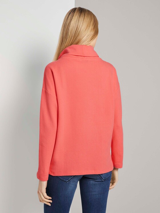 Sweatshirt met rolkraag en textuur - Vrouwen - strong peach tone Sweatshirt met rolkraag en textuur - Vrouwen - strong peach tone - 2 - TOM TAILOR