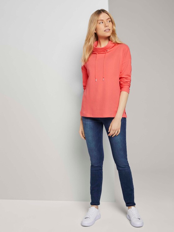 Sweatshirt met rolkraag en textuur - Vrouwen - strong peach tone Sweatshirt met rolkraag en textuur - Vrouwen - strong peach tone - 3 - TOM TAILOR