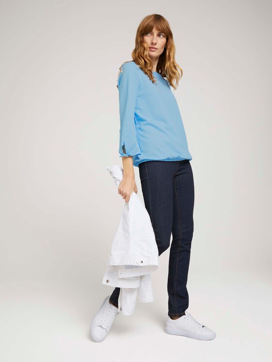 Gestreiftes Shirt mit Bio-Baumwolle - Frauen - blue white thin stripe Gestreiftes Shirt mit Bio-Baumwolle - Frauen - blue white thin stripe - 3 - TOM TAILOR