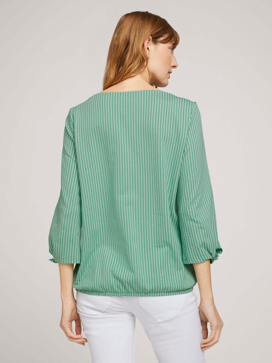 Gestreiftes Shirt mit Bio-Baumwolle - Frauen - green white thin stripe Gestreiftes Shirt mit Bio-Baumwolle - Frauen - green white thin stripe - 2 - TOM TAILOR