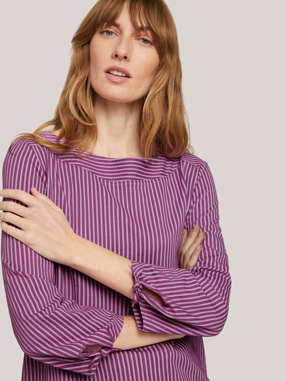 gestreiftes T-Shirt mit Bio-Baumwolle - Frauen - lilac white thin stripe gestreiftes T-Shirt mit Bio-Baumwolle - Frauen - lilac white thin stripe - 9 - TOM TAILOR
