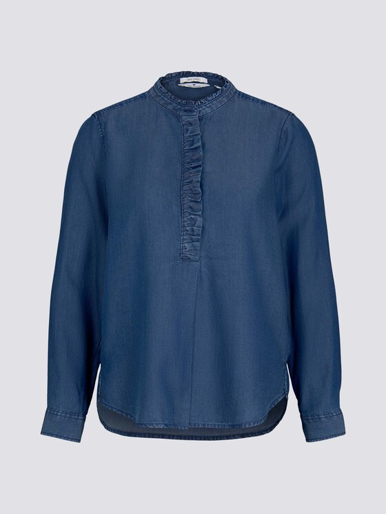 Rüschen Jeans Bluse mit Lyocell - Frauen - dark stone wash denim Rüschen Jeans Bluse mit Lyocell - Frauen - dark stone wash denim - 7 - TOM TAILOR