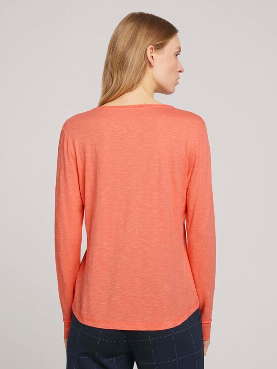 Langarmshirt mit V-Ausschnitt - Frauen - strong peach tone Langarmshirt mit V-Ausschnitt - Frauen - strong peach tone - 2 - TOM TAILOR
