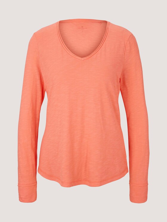 Langarmshirt mit V-Ausschnitt - Frauen - strong peach tone Langarmshirt mit V-Ausschnitt - Frauen - strong peach tone - 7 - TOM TAILOR
