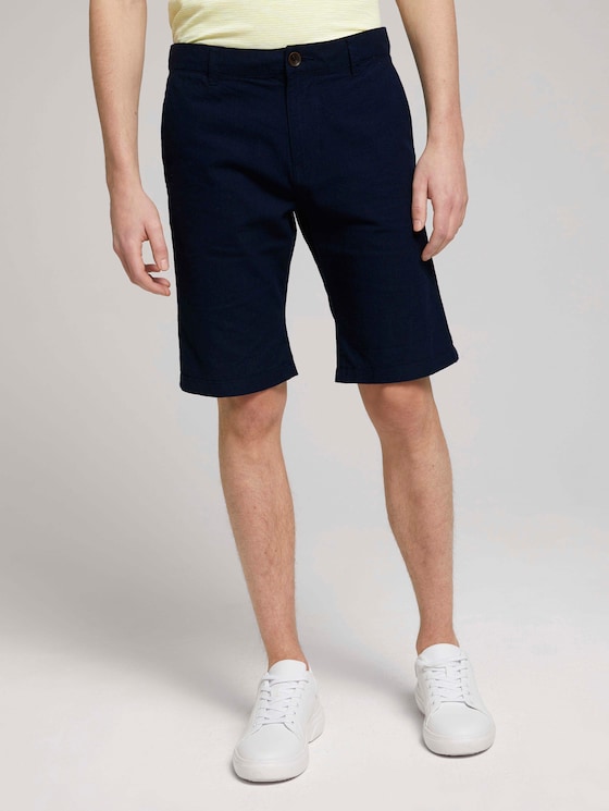 Leinen Chino Slim Shorts mit Leinen - Männer - Sky Captain Blue Leinen Chino Slim Shorts mit Leinen - Männer - Sky Captain Blue - 1 - TOM TAILOR Denim