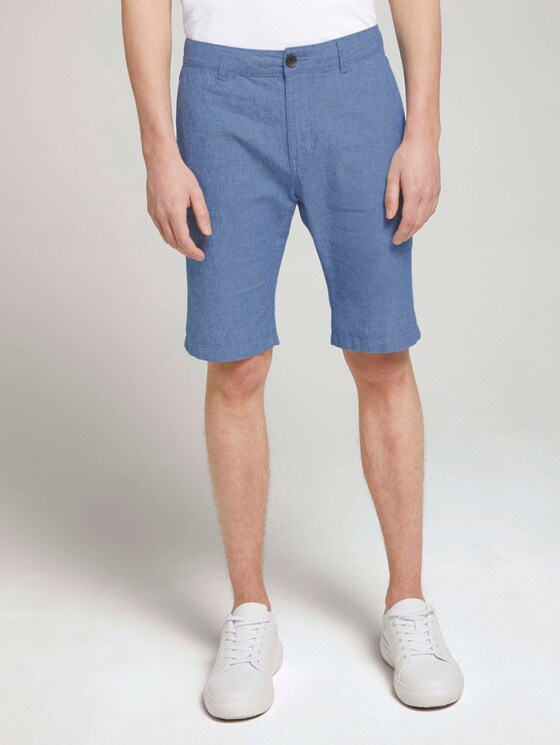 Leinen Chino Slim Shorts mit Leinen - Männer - blue non solid Leinen Chino Slim Shorts mit Leinen - Männer - blue non solid - 1 - TOM TAILOR Denim