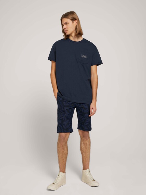 Leinen Chino Slim Shorts mit Leinen - Männer - blue monstera leaf print Leinen Chino Slim Shorts mit Leinen - Männer - blue monstera leaf print - 3 - TOM TAILOR Denim