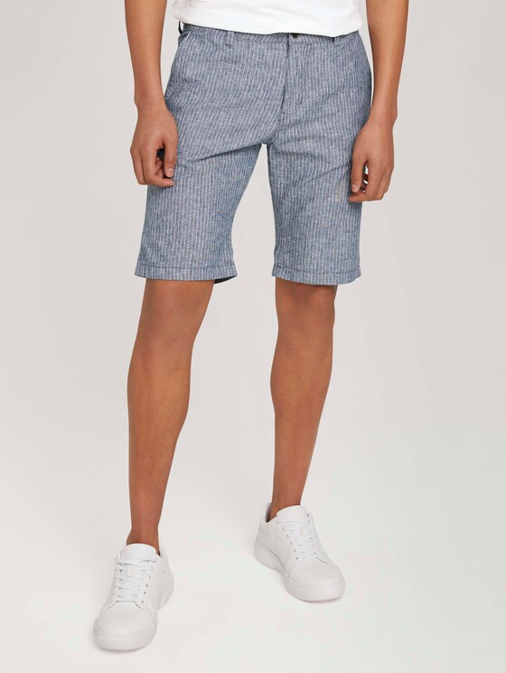 Leinen Chino Slim Shorts mit Leinen - Männer - navy white stripe Leinen Chino Slim Shorts mit Leinen - Männer - navy white stripe - 1 - TOM TAILOR Denim