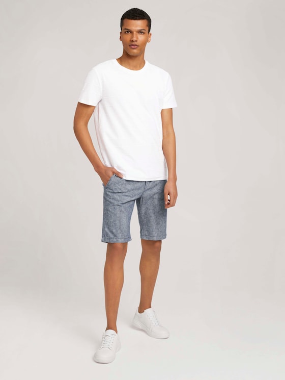 Leinen Chino Slim Shorts mit Leinen - Männer - navy white stripe Leinen Chino Slim Shorts mit Leinen - Männer - navy white stripe - 3 - TOM TAILOR Denim