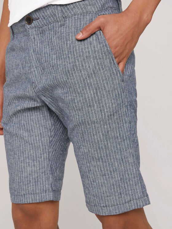 Leinen Chino Slim Shorts mit Leinen - Männer - navy white stripe Leinen Chino Slim Shorts mit Leinen - Männer - navy white stripe - 9 - TOM TAILOR Denim