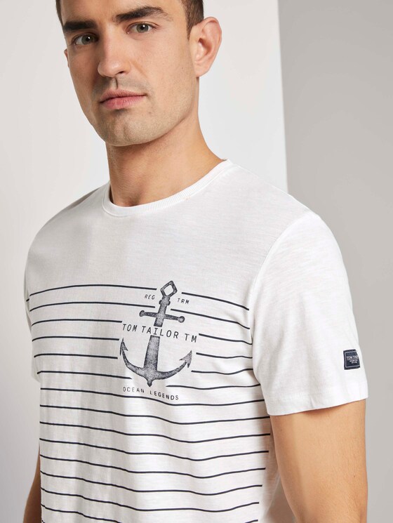 Maritimes T-Shirt mit Streifen - Männer - Off White Maritimes T-Shirt mit Streifen - Männer - Off White - 9 - TOM TAILOR