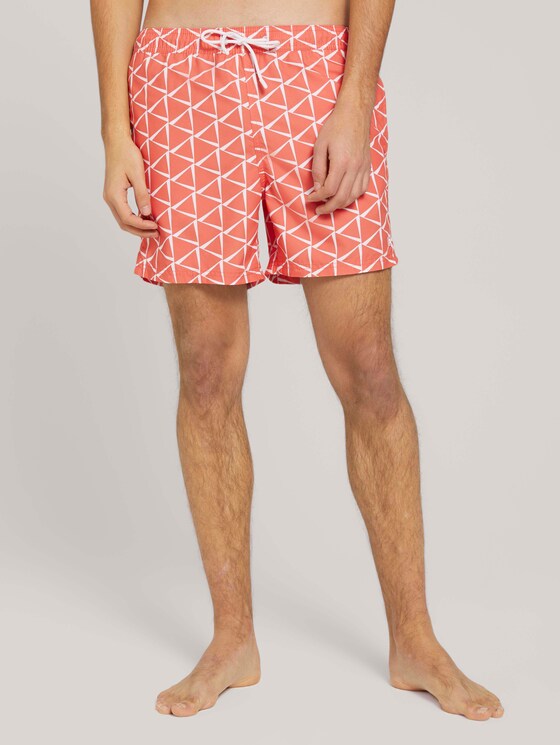 Gemusterte Badeshorts - Männer - orange big triangle print Gemusterte Badeshorts - Männer - orange big triangle print - 1 - TOM TAILOR Denim