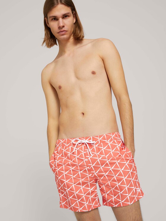 Gemusterte Badeshorts - Männer - orange big triangle print Gemusterte Badeshorts - Männer - orange big triangle print - 5 - TOM TAILOR Denim