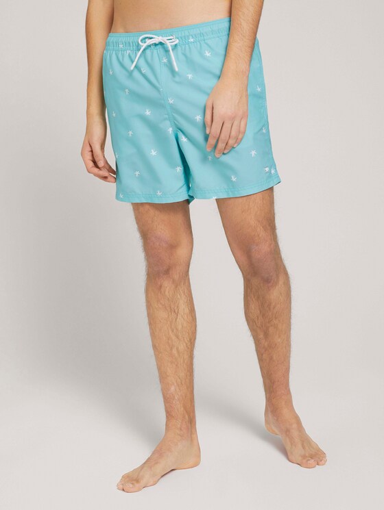 Gemusterte Badeshorts - Männer - blue white summer palm print Gemusterte Badeshorts - Männer - blue white summer palm print - 1 - TOM TAILOR Denim