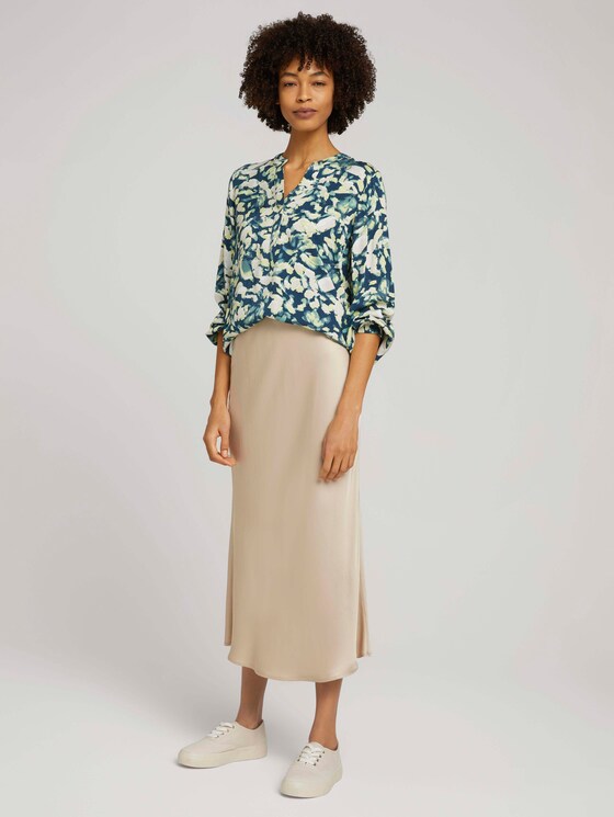 gemusterte Bluse - Frauen - navy mint flower design gemusterte Bluse - Frauen - navy mint flower design - 3 - Mine to five