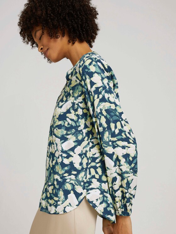 gemusterte Bluse - Frauen - navy mint flower design gemusterte Bluse - Frauen - navy mint flower design - 5 - Mine to five
